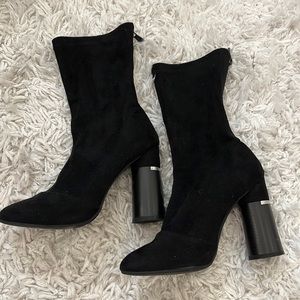 Black velvet booties 8